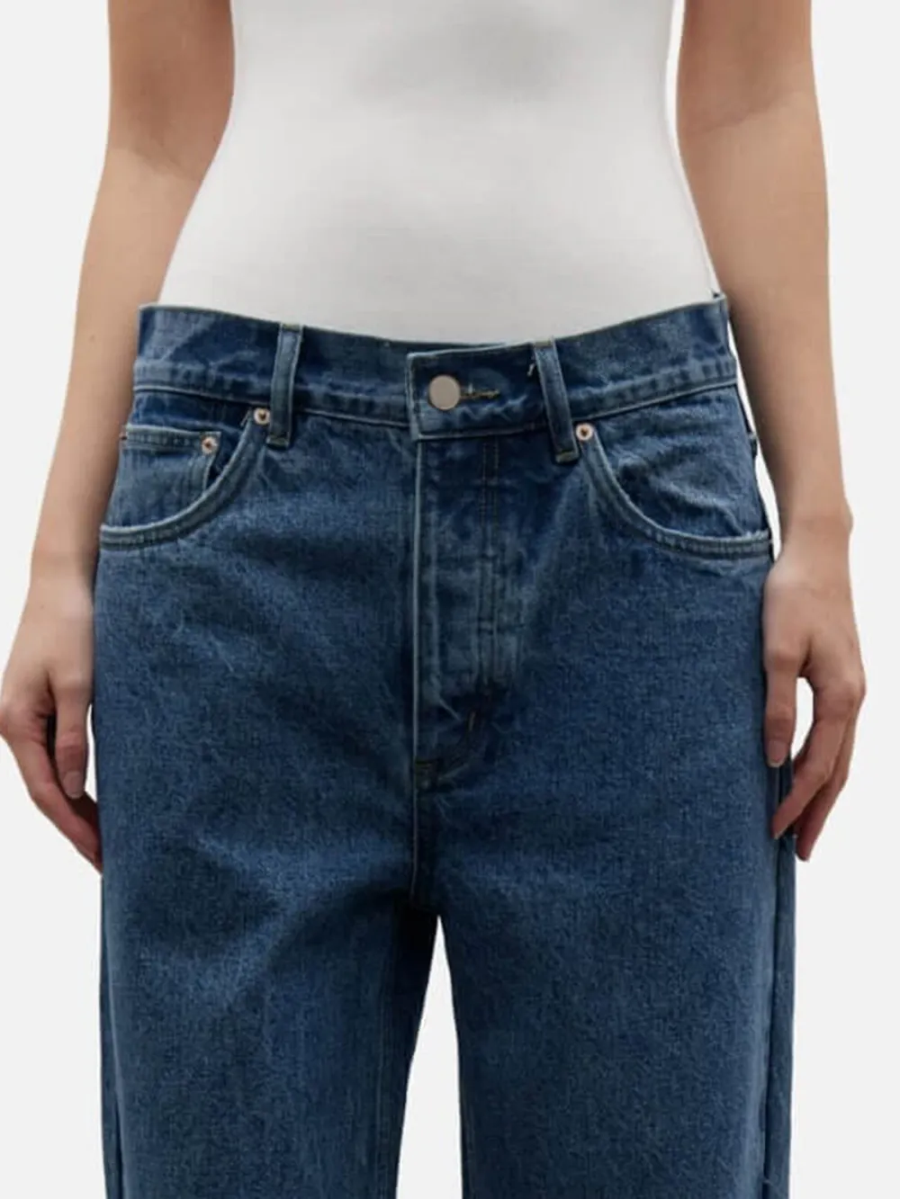 Button Mid-Rise Loose Jeans