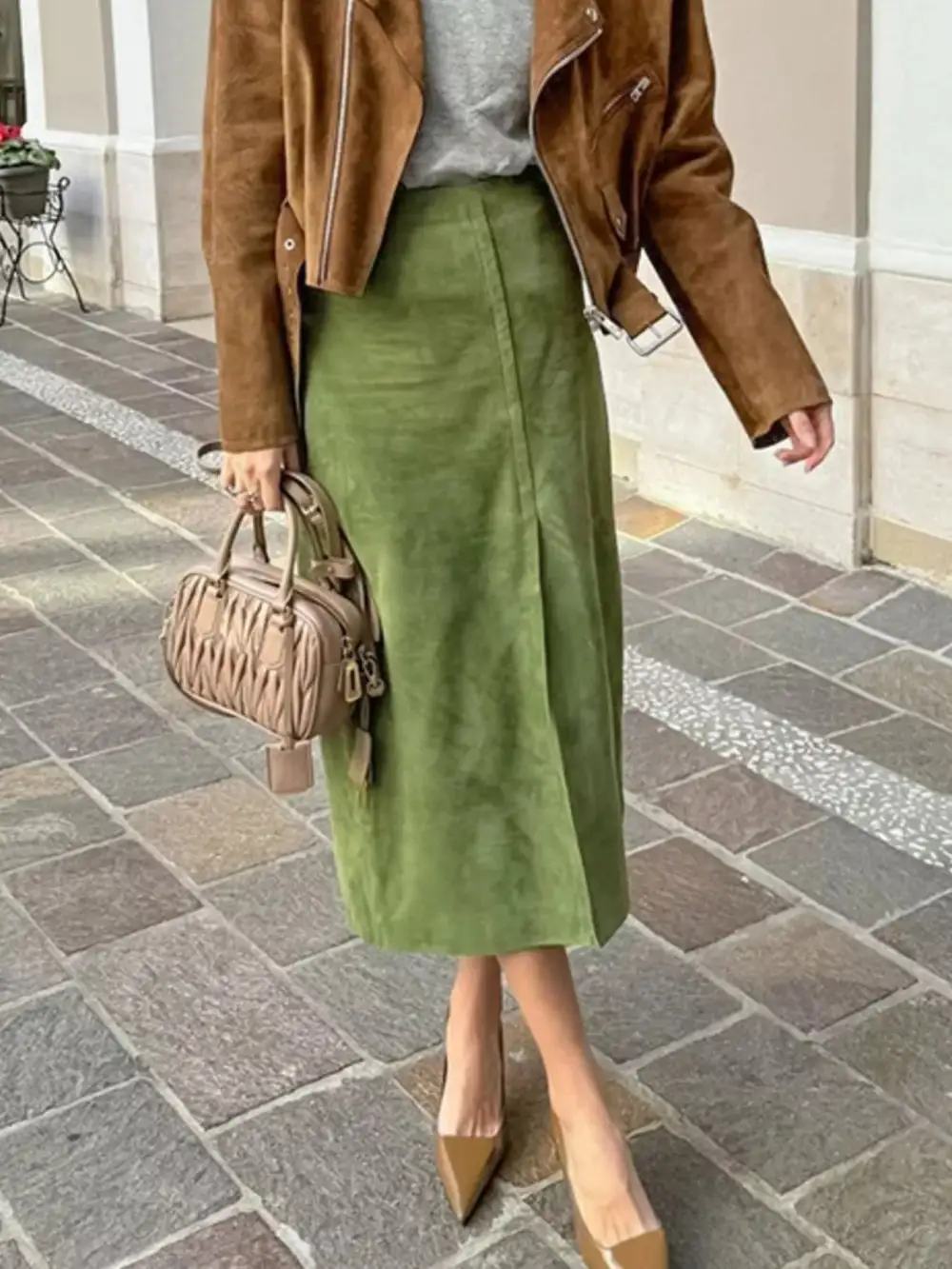 Solid Color Midi Chic Skirt