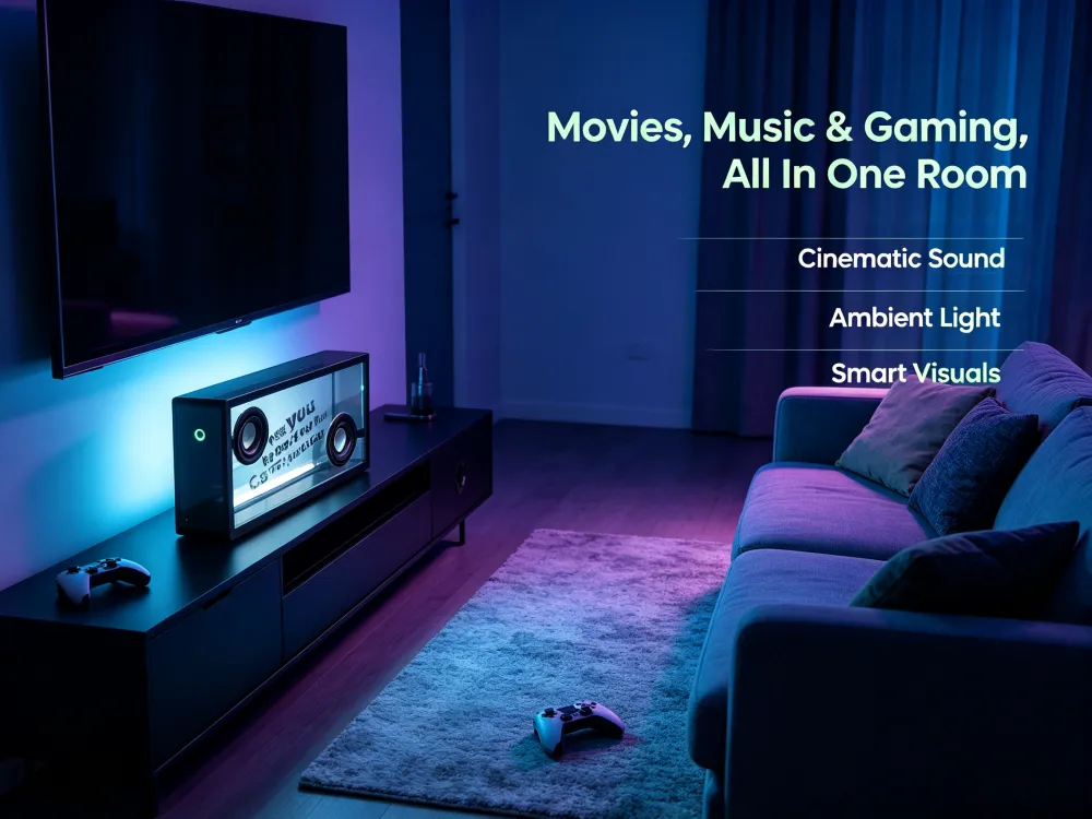 ✨ Transparent Glass Floating Lyrics Smart Speaker | Bluetooth WiFi Hi-Fi Audio with Visual Music Display for Modern Home Decor