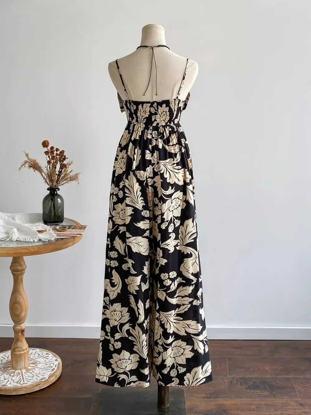 Floral Bowknot Wide Leg Jumpsuit