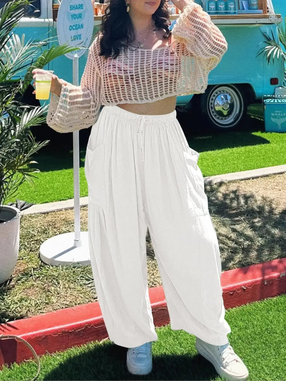 Full Size Drawstring Pants With Pocket Plus Size