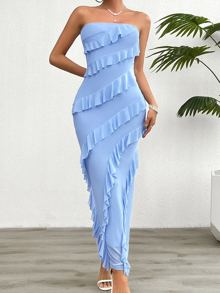 Solid Color Slim Bandeau Dress