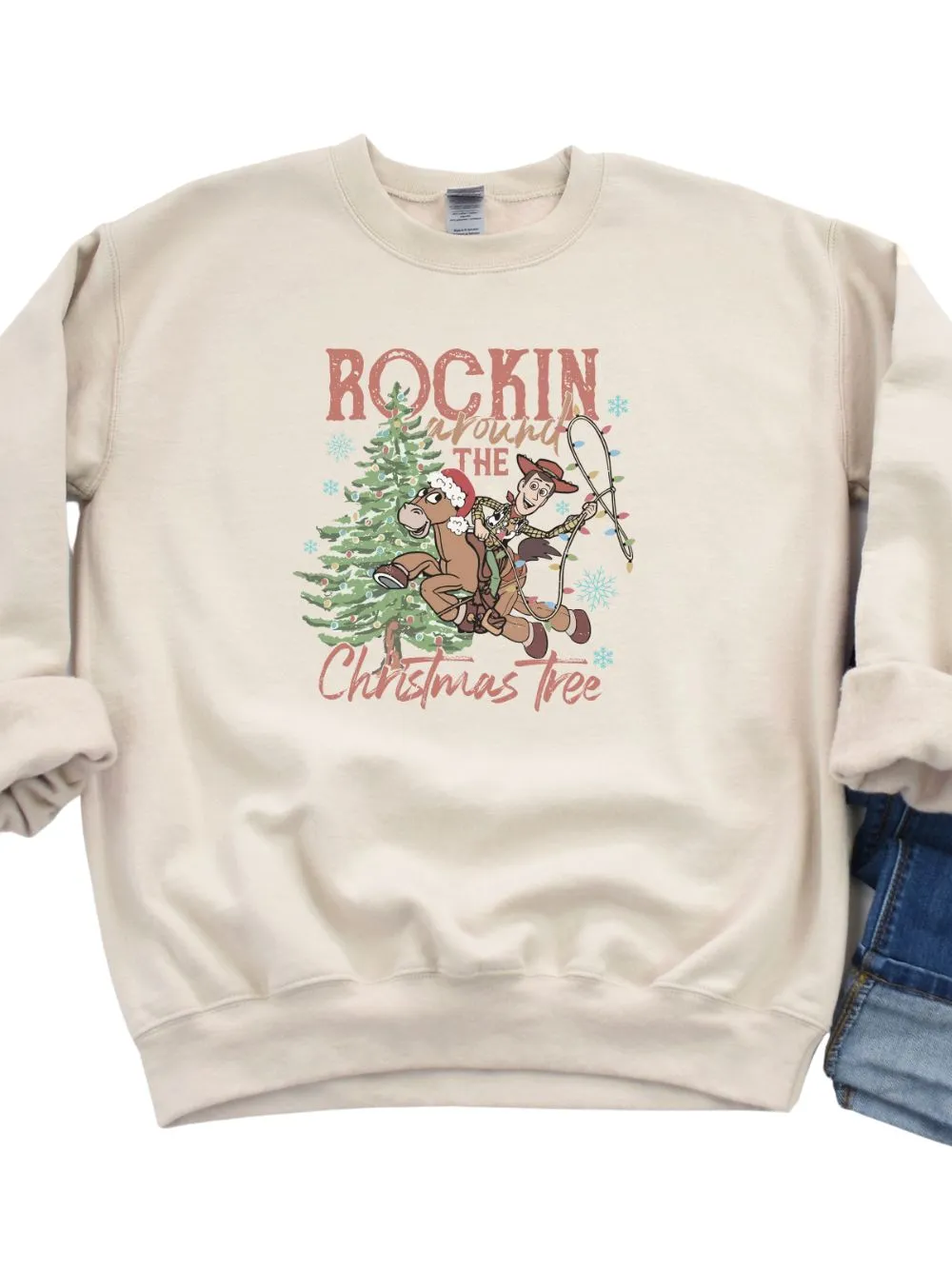 Rockin' Around the Christmas Tree Heavy Blend Unisex Crewneck Graphic Sweatshirt