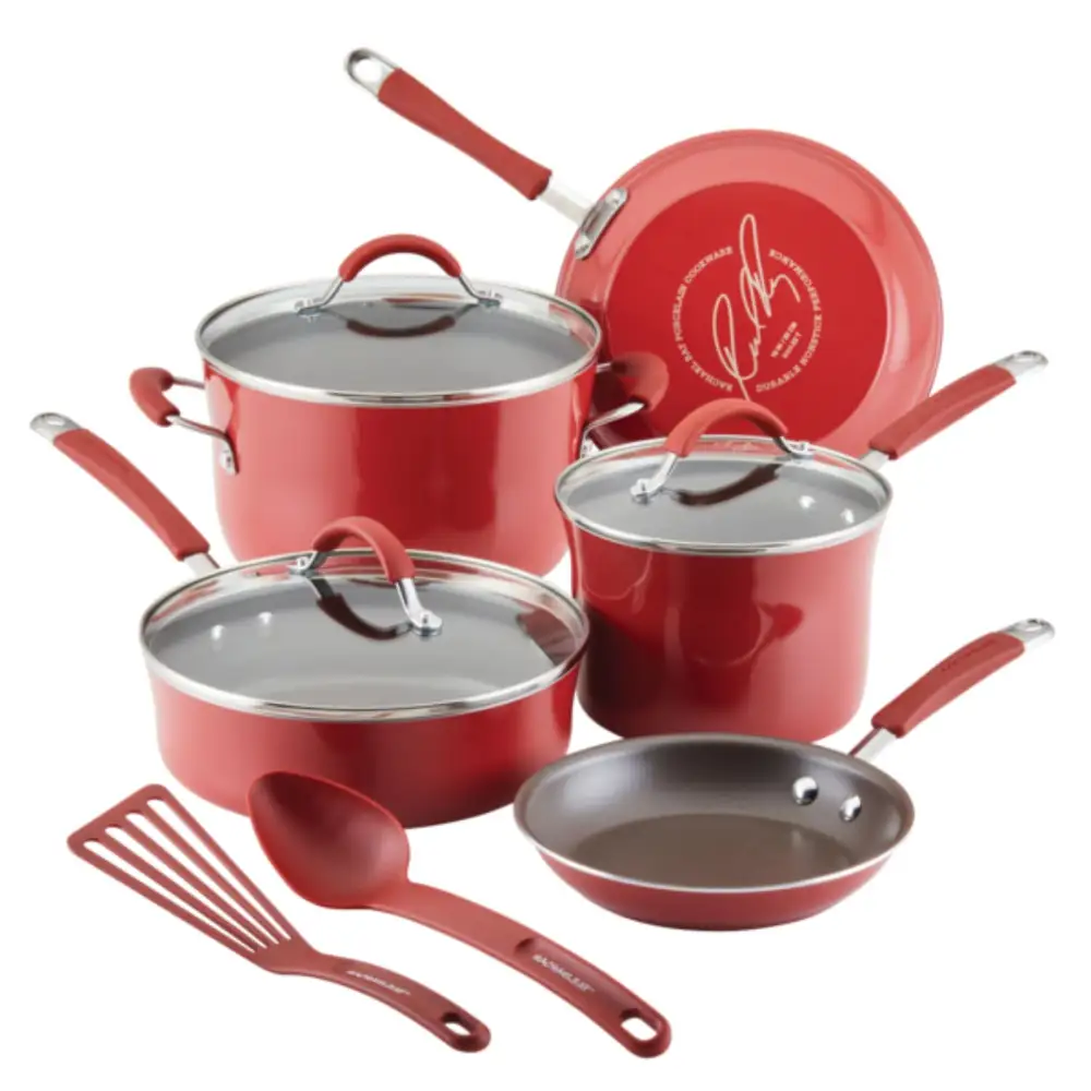 (Store Closing Sale) 10 Piece Red Porcelain Enamel Cookware Set