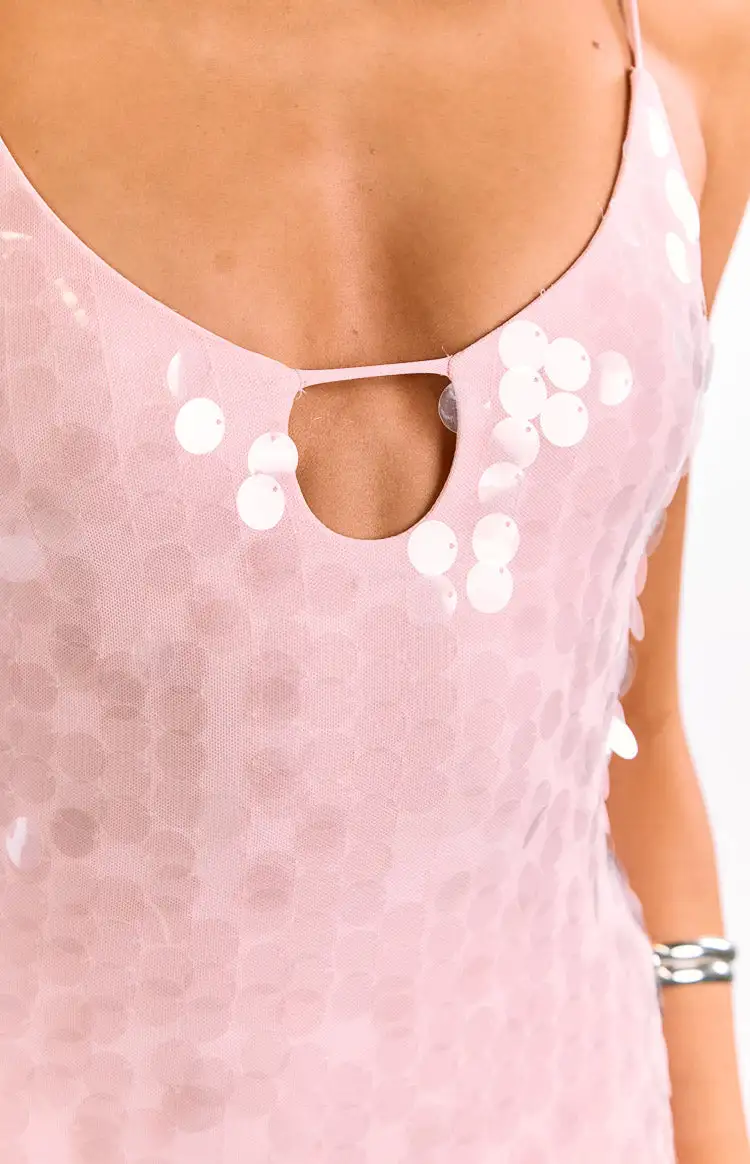 Mesh Cut Out Sequin Maxi Dress