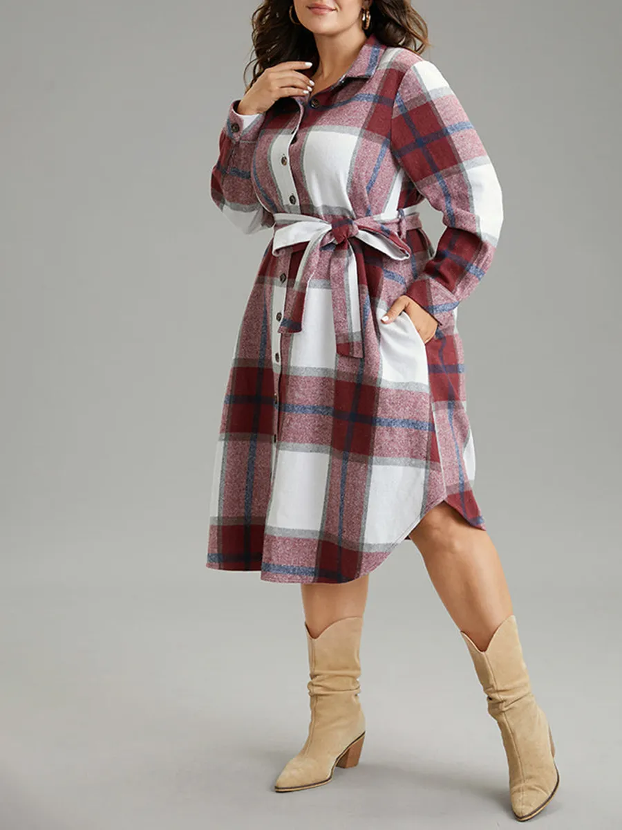 Elegant Senior Plaid Dress Midi Skirt