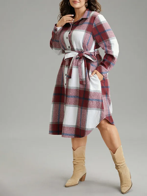 Elegant Senior Plaid Dress Midi Skirt