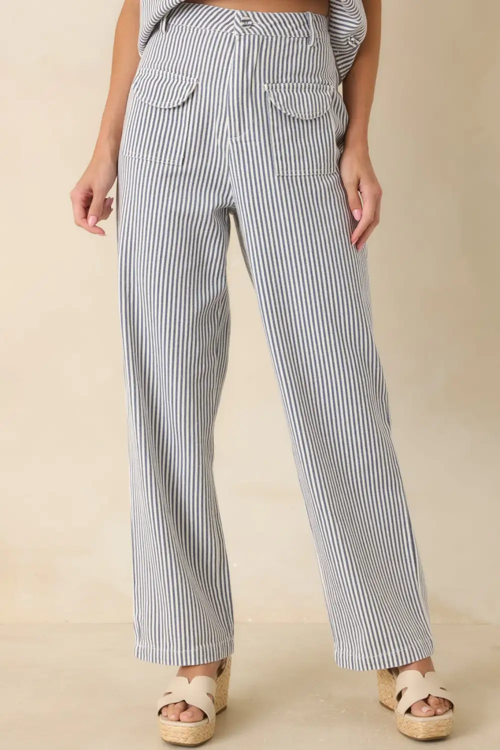 Striped Wide Leg Casual Pants