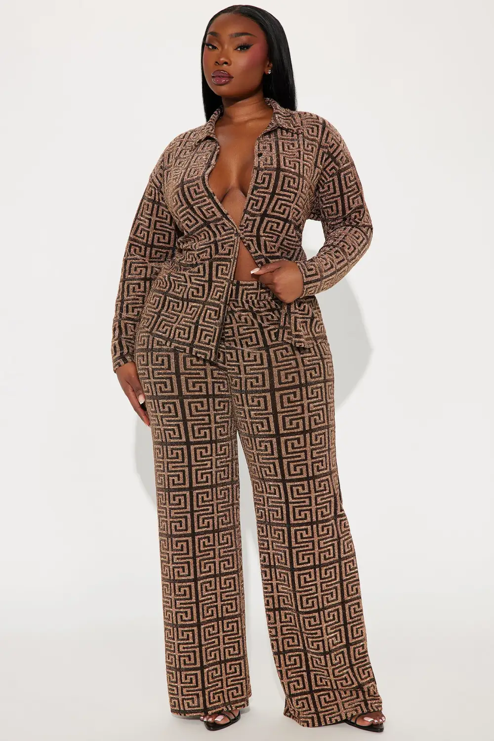 Gia Glitter Pant Set - Gold/combo