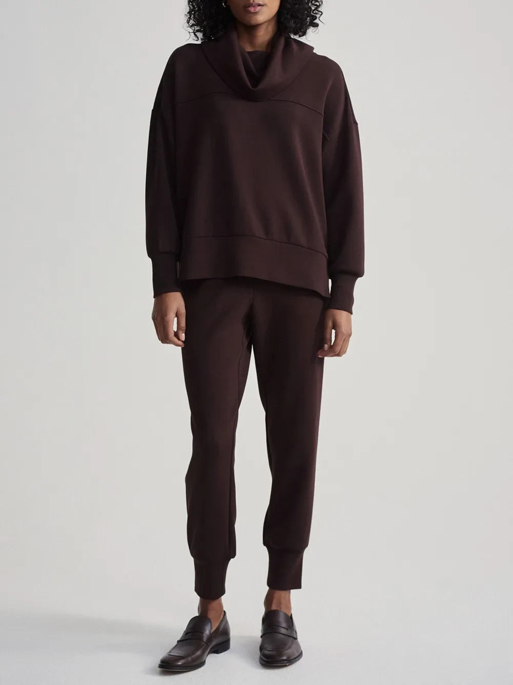 Elegant Cowl-Neck Loose-Fit Sweatshirt