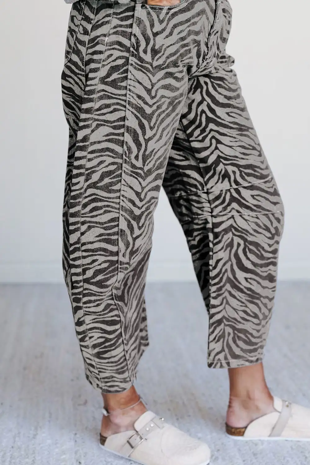 Wide Leg Print Zebra Stripe Printed Jeans