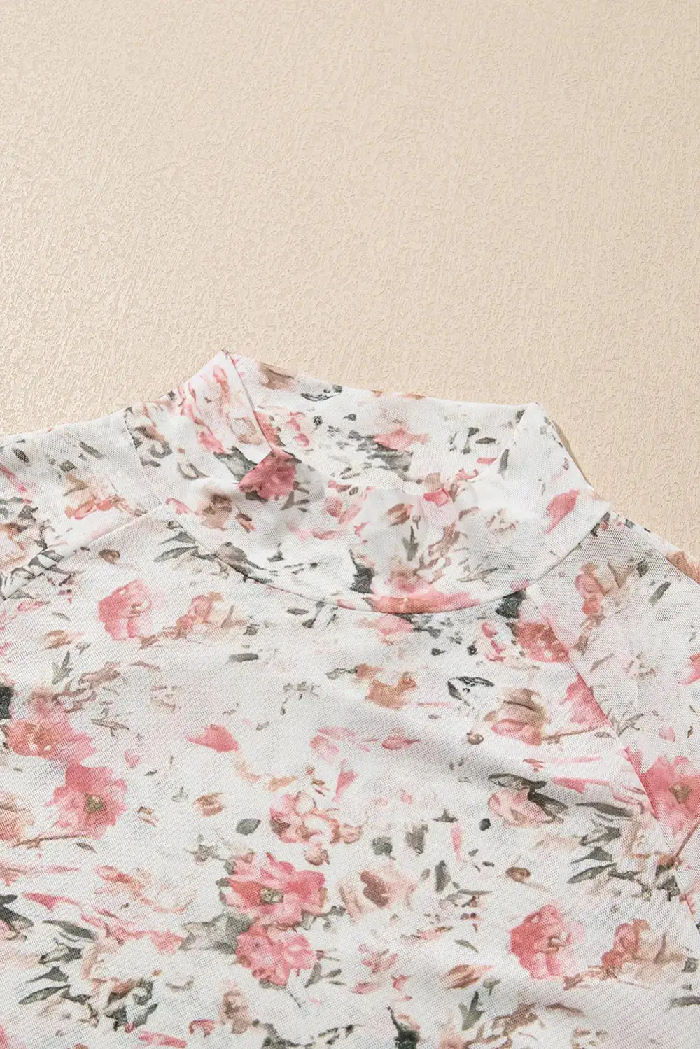 Floral Mesh Long Sleeve Blouse