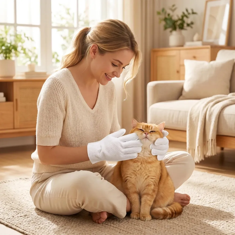 6-Piece Pet Waterless Cleaning Gloves - 3-Minute Full-Body No-Rinse Bath for Cats & Dogs, Anti-Licking Formula