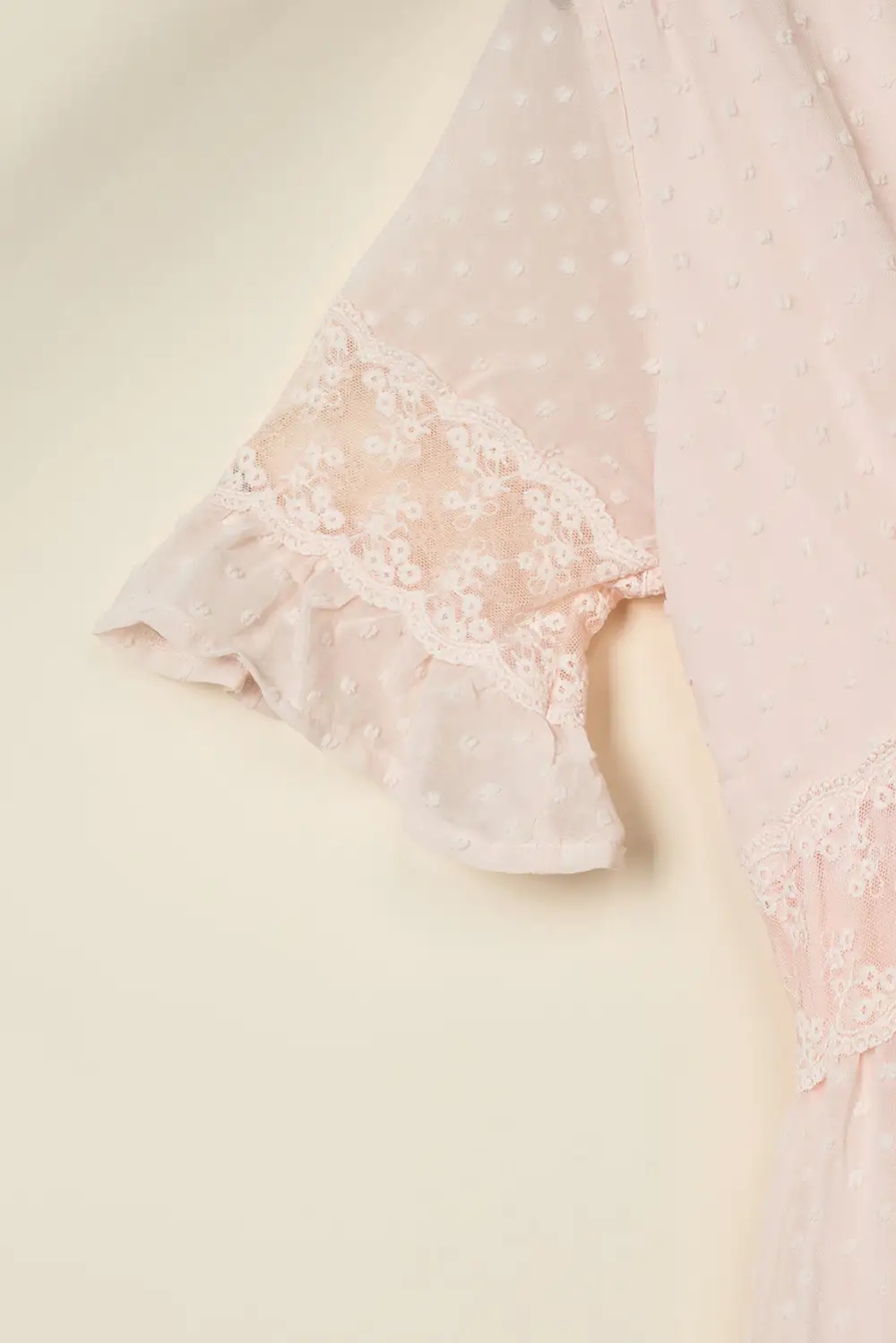 Dot Lace Trim Maxi Dress