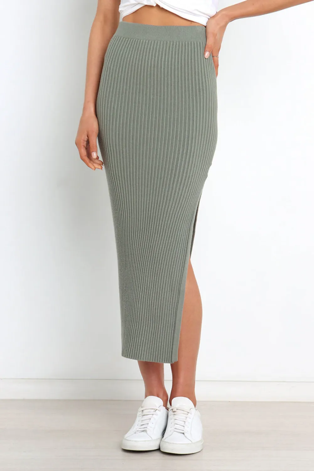 EASYGOING MIDI PLEATED LINEN SKIRT