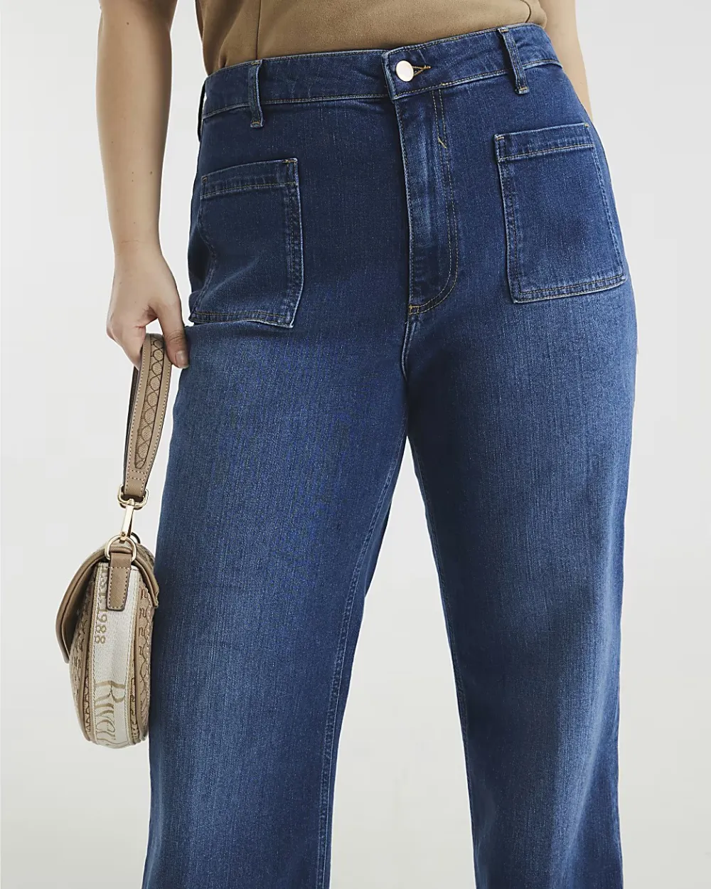 Everyday All-Match Blue High Waist Wide Leg Jeans