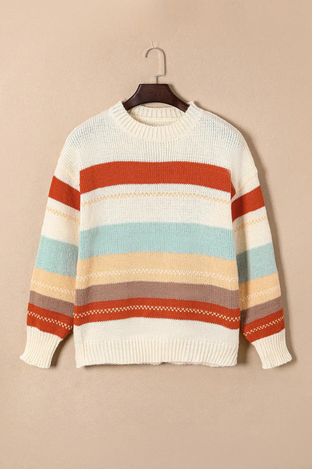 Striped Dropped Shoulder Crewneck Sweater - Ships 10/7