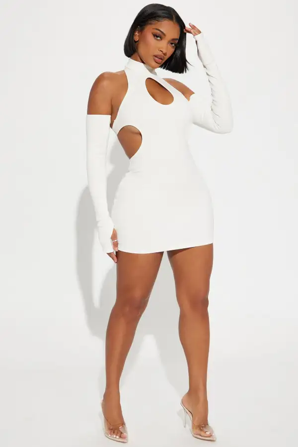 Nia Snatched Mini Dress - Off White