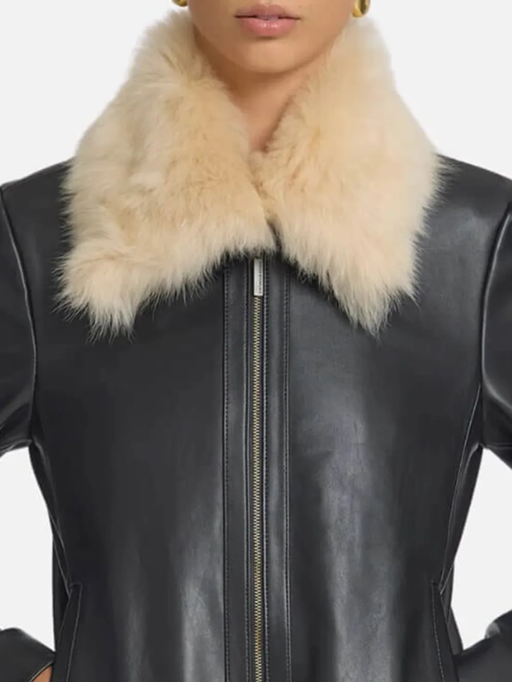 Faux Fur Collar Zip Up Jacket