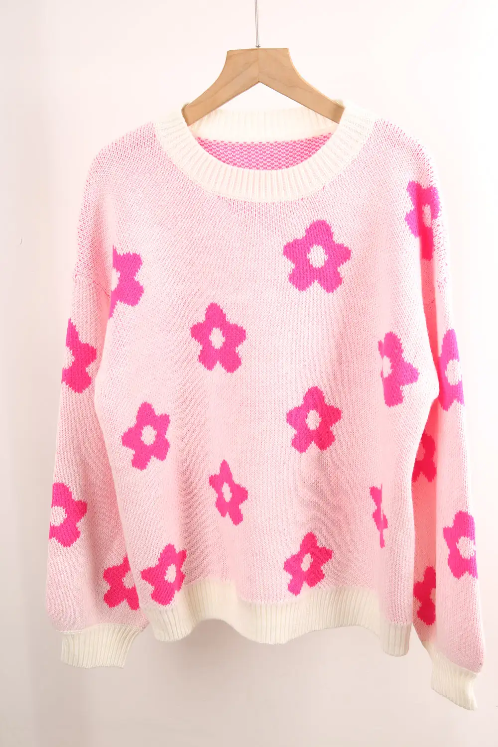 Flower Long Sleeve Round Neck Printed Sweater