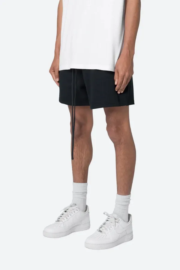 BLACK ELASTIC WAIST SWEATSHORTS