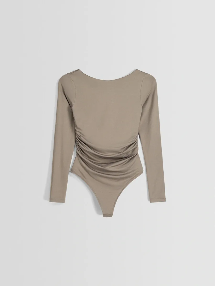 Body Manga Larga Frunce Lateral