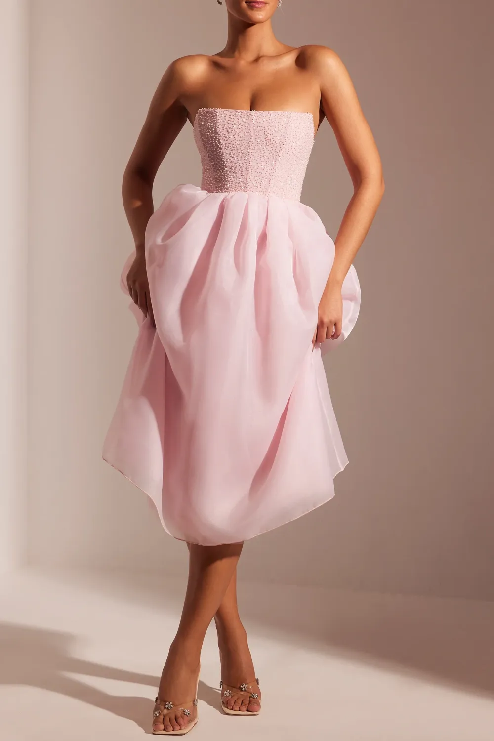 Luxurious Romantic Fluffy Organza Mid-Length