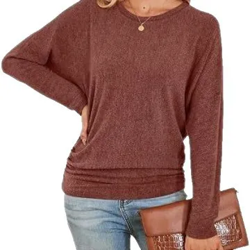 Women's Long Sleeve Ruffle Blouse, Fall Top, Lightweight Sweater