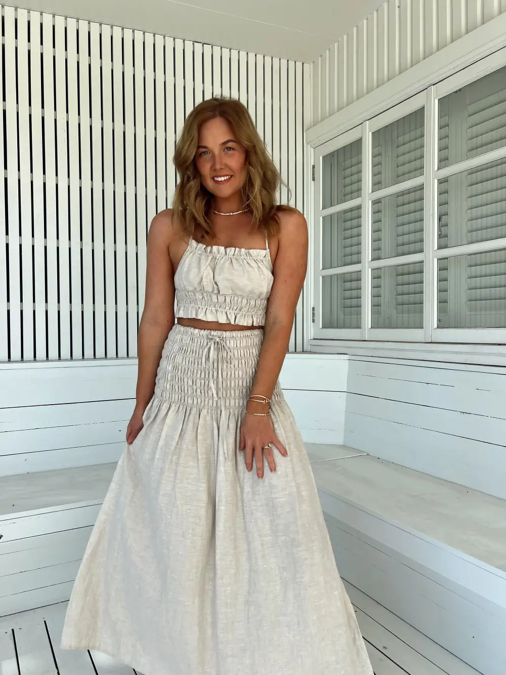 Cece Linen Crop- Natural Kiva