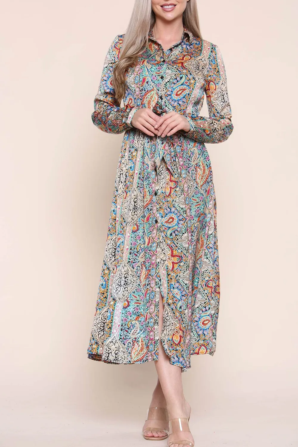 Women's Green Paisley Maxi Dress