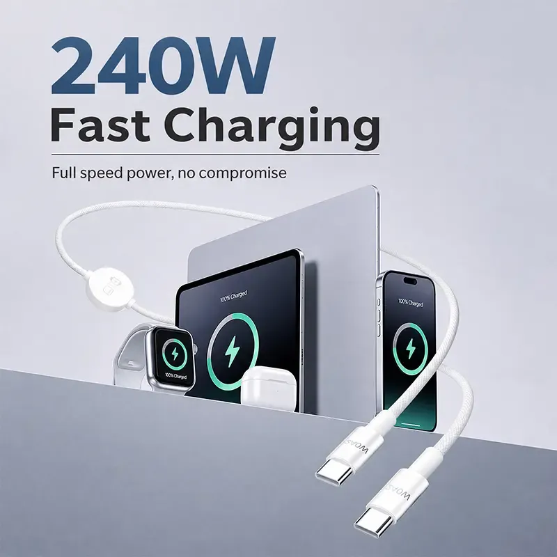 240W Fast Charging Cable Apple Watch iWatch Wireless Magnetic Round Data Cable