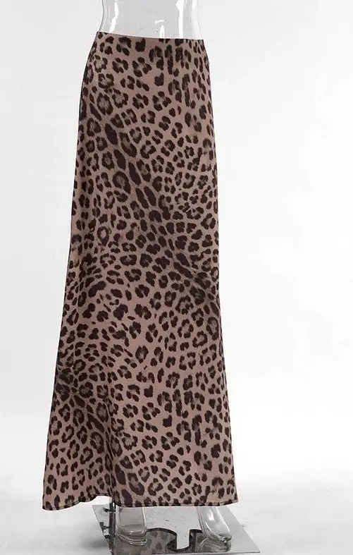 Leopard Print Maxi Casual Skirt