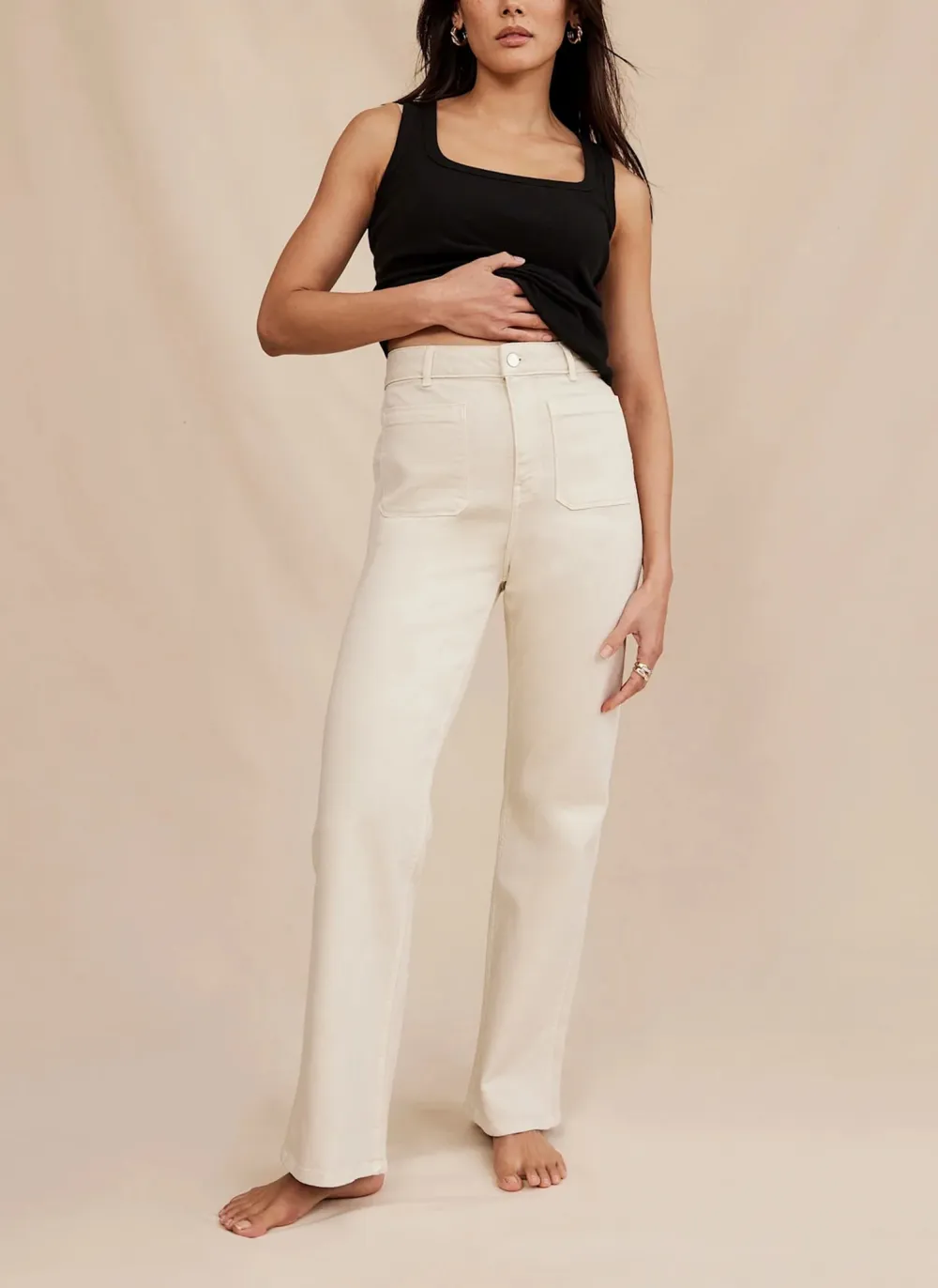 Casual Style Relaxed Straight Patch Pocket Jeans