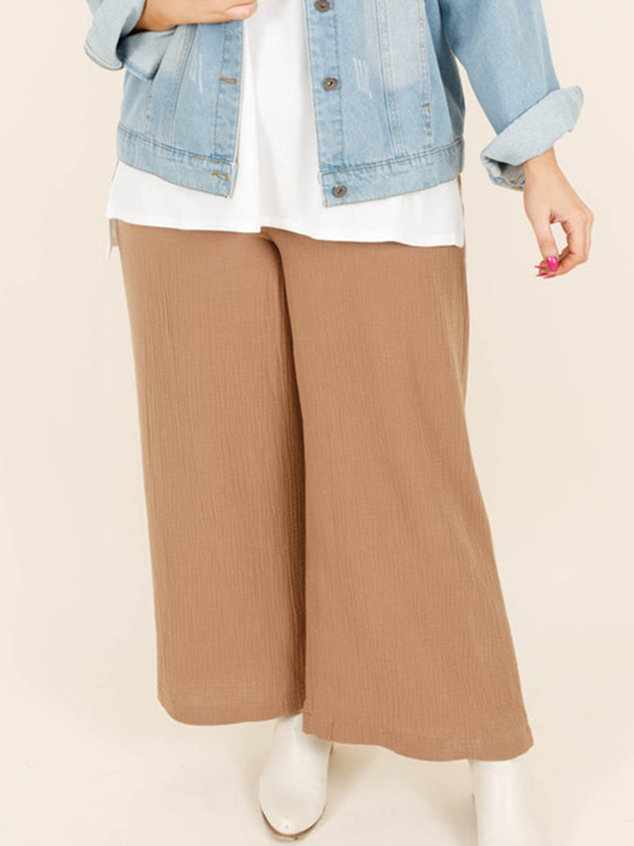 Wrinkled loose straight leg pants with gathered craftsmanship