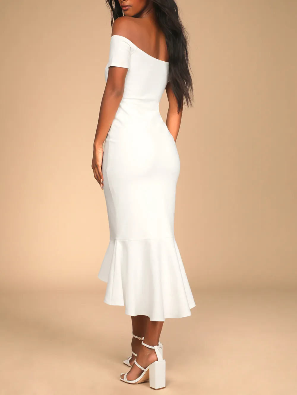 Black Off-The-Shoulder Midi Dress