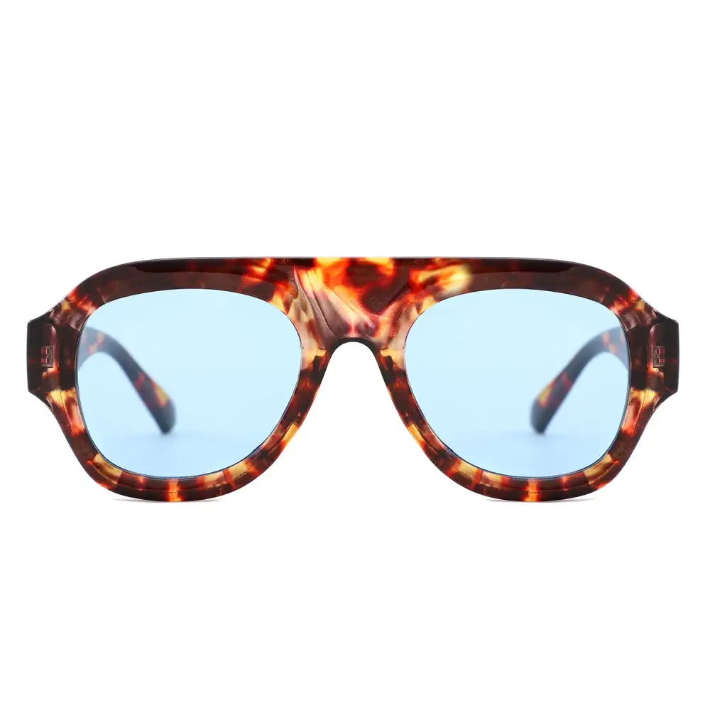 Bold Retro Aviator Shield Chunky Sunglasses