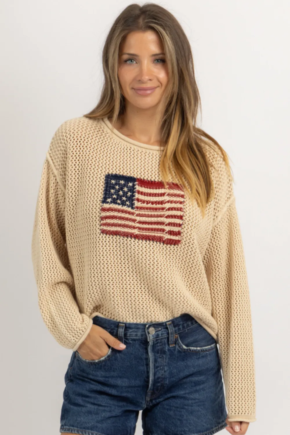 USA BEIGE KNIT SWEATER