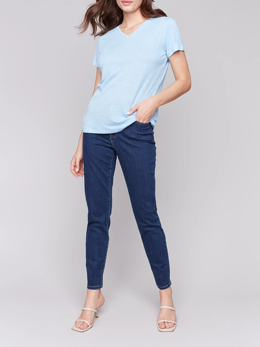 Cool Linen Breathable V-Neck Short Sleeves