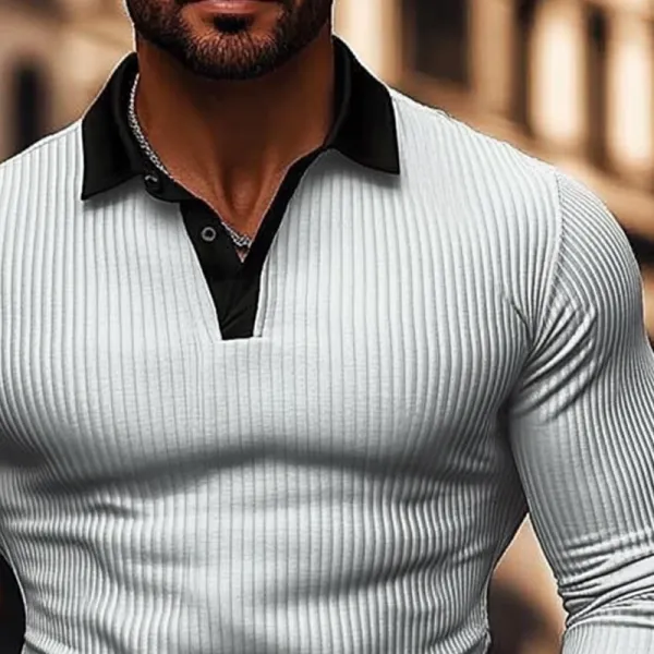 Open Air Long Sleeve Collared Knit Relaxed Fit Shirt