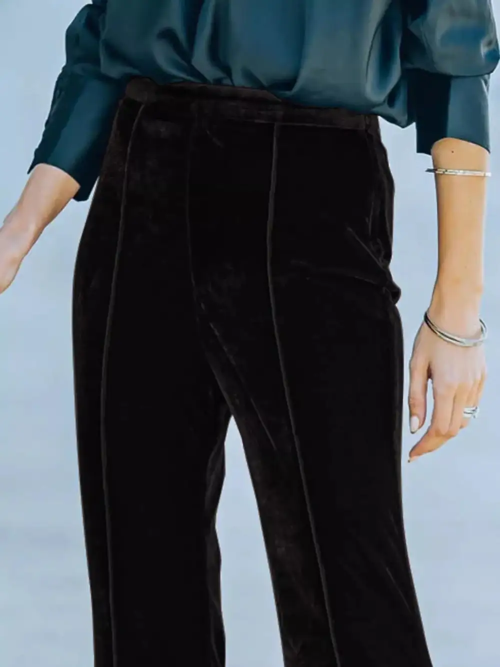High Waisted Wide Leg Velvet Pants