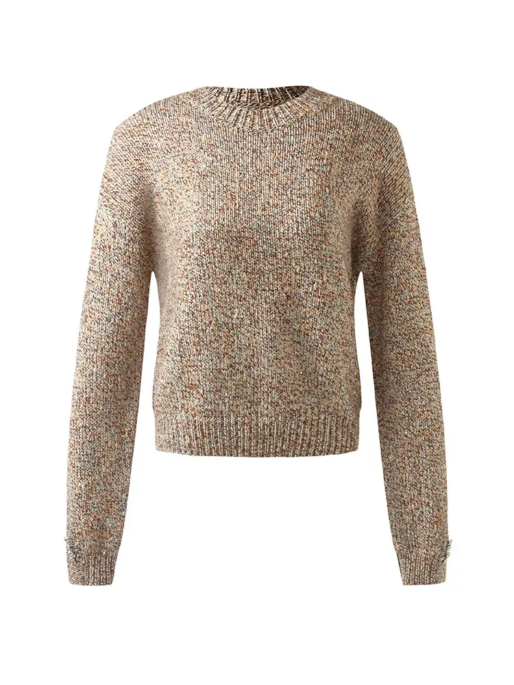 Wool Blend Round Neck Women Sweater