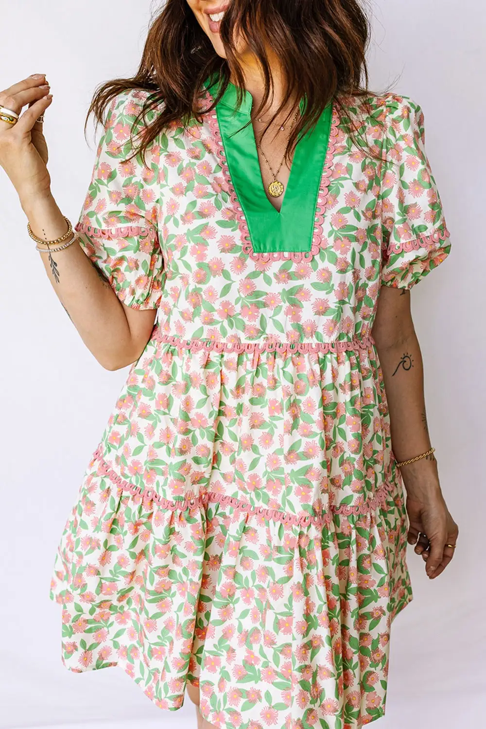 Floral Printed Tiered Mini Dress