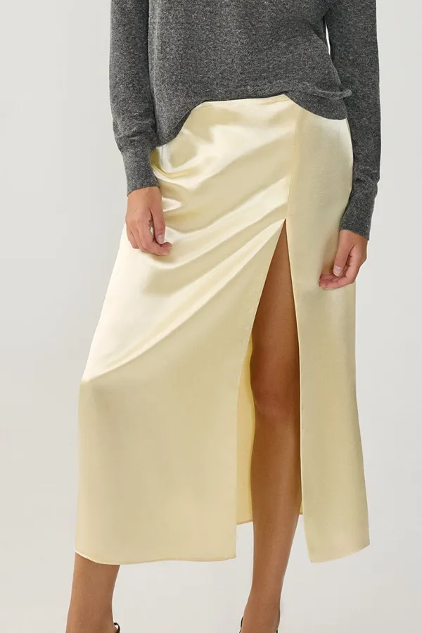 High Slit Skirt-Champagne