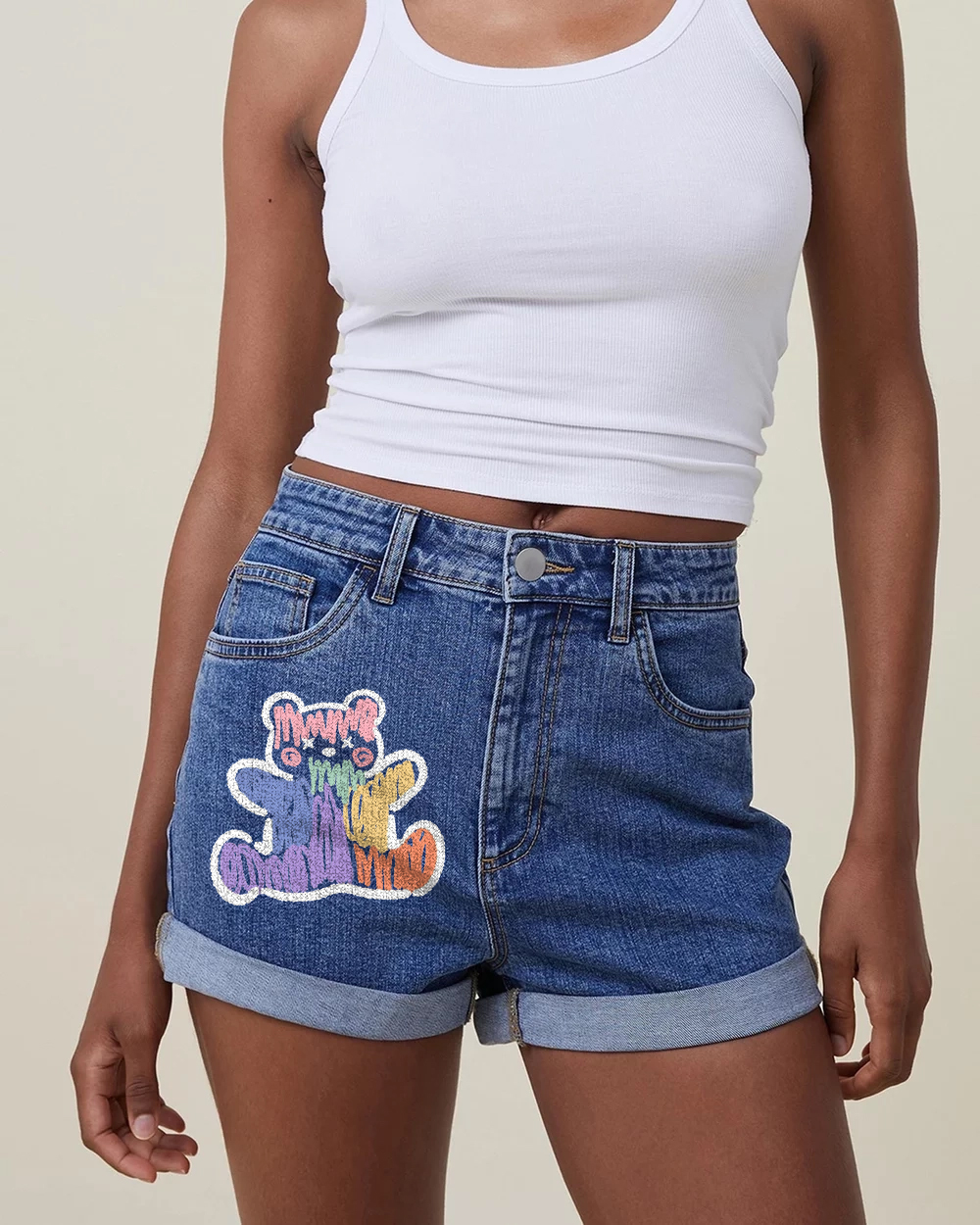 High Rise Classic Stretch Denim Shorts