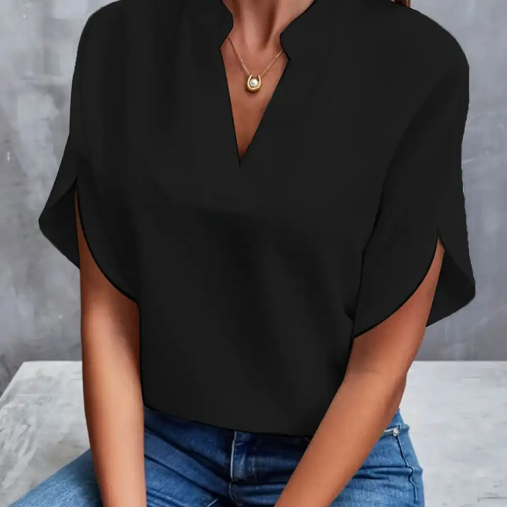 Everyday V-Neck Short Sleeve Blouse