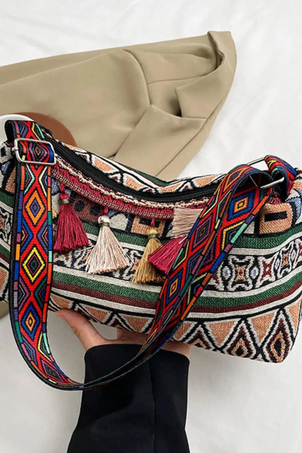 Tassel Accent Shoulder Bag