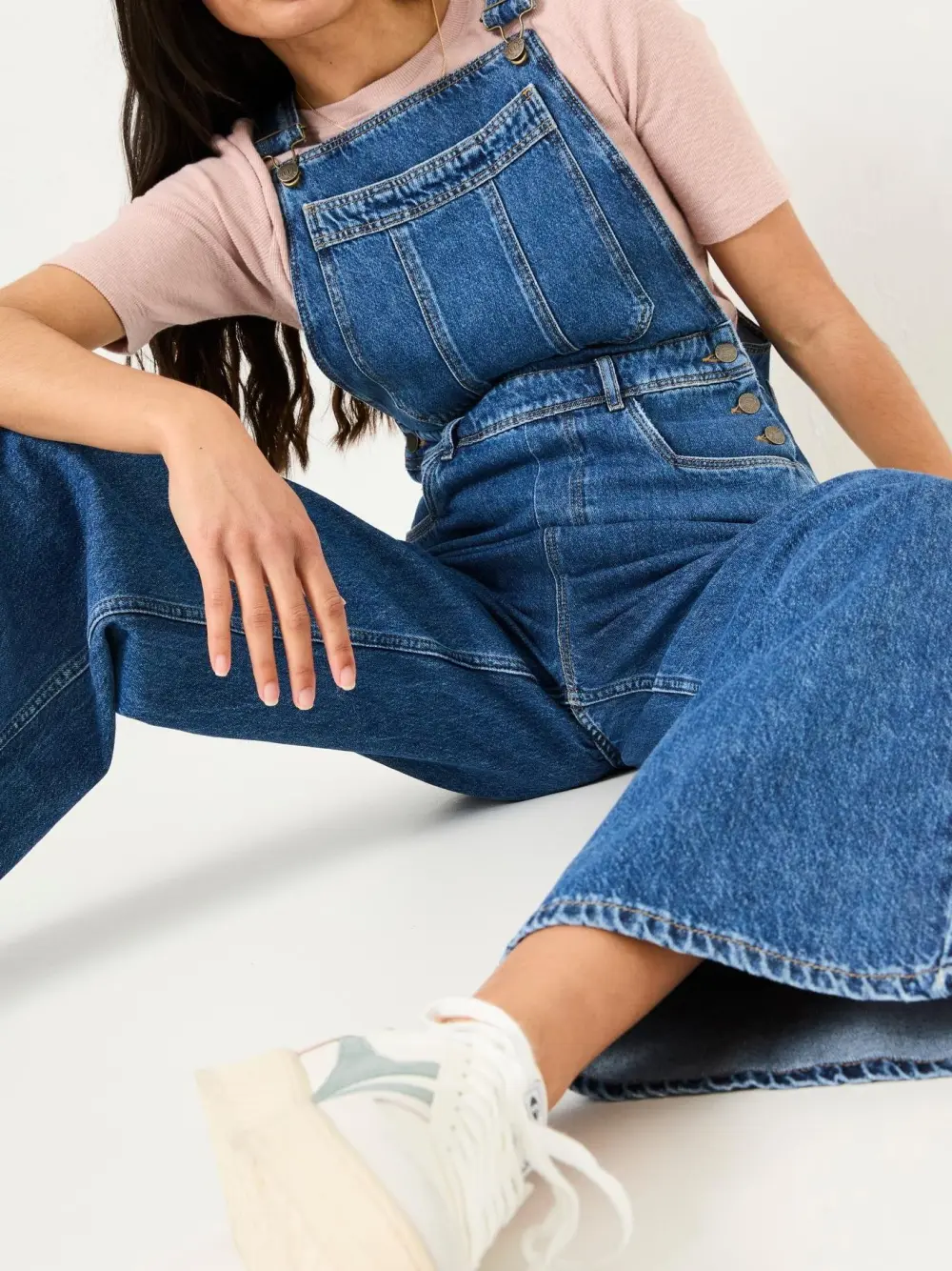 Alexa Denim Vintage Wide Leg Dungarees