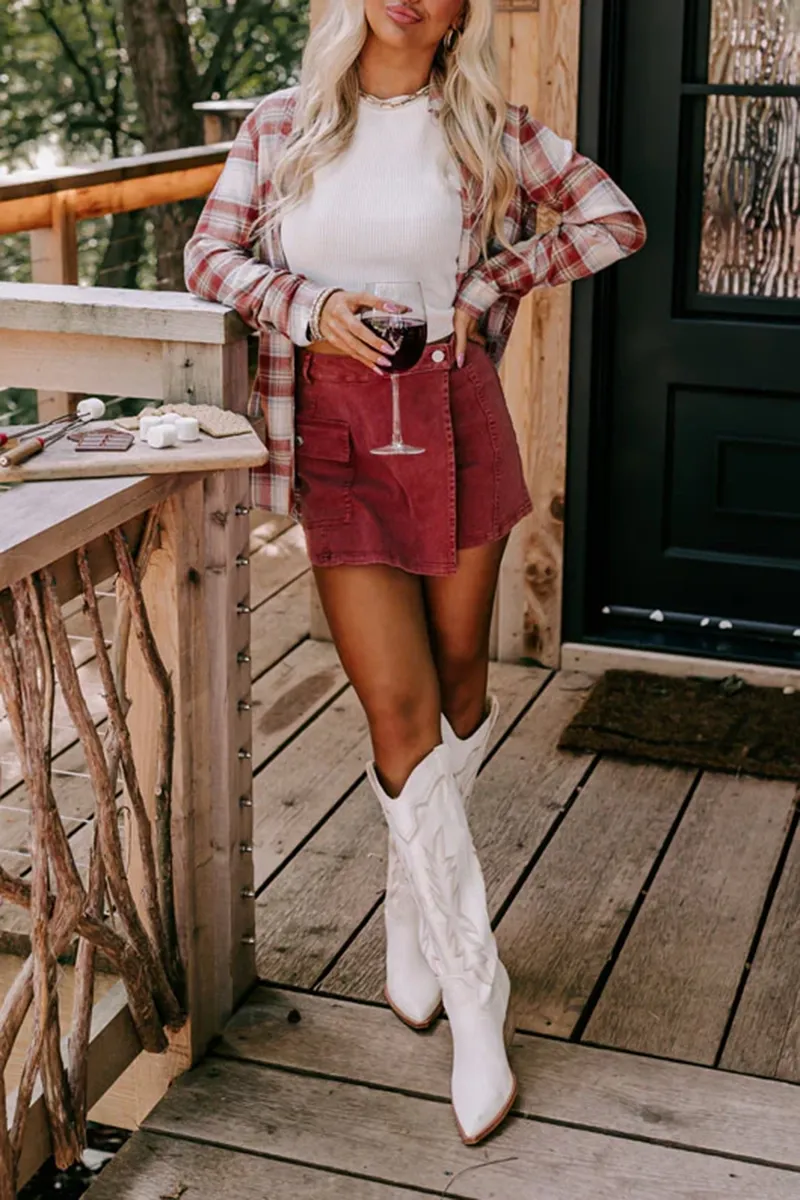 Simple High-End Split Design Women's Skirt Pants