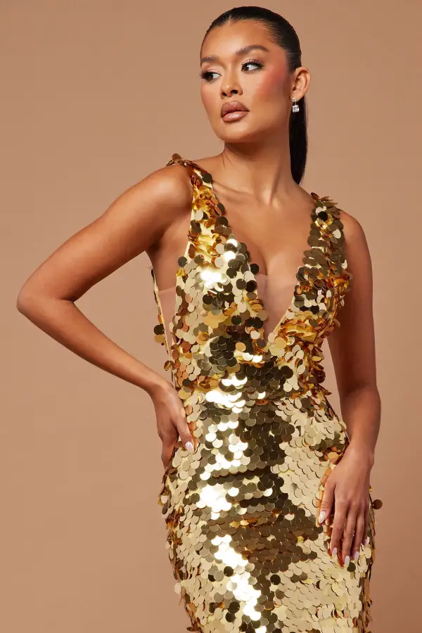 See Me Shining Sequin Gown - Gold