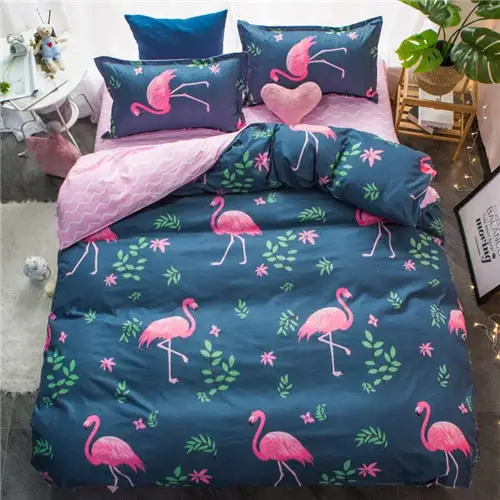 (Store Closing Sale) Flower Duvet Cover Bedding Set Peach Daisy Pastoral style Flat Bed Sheet